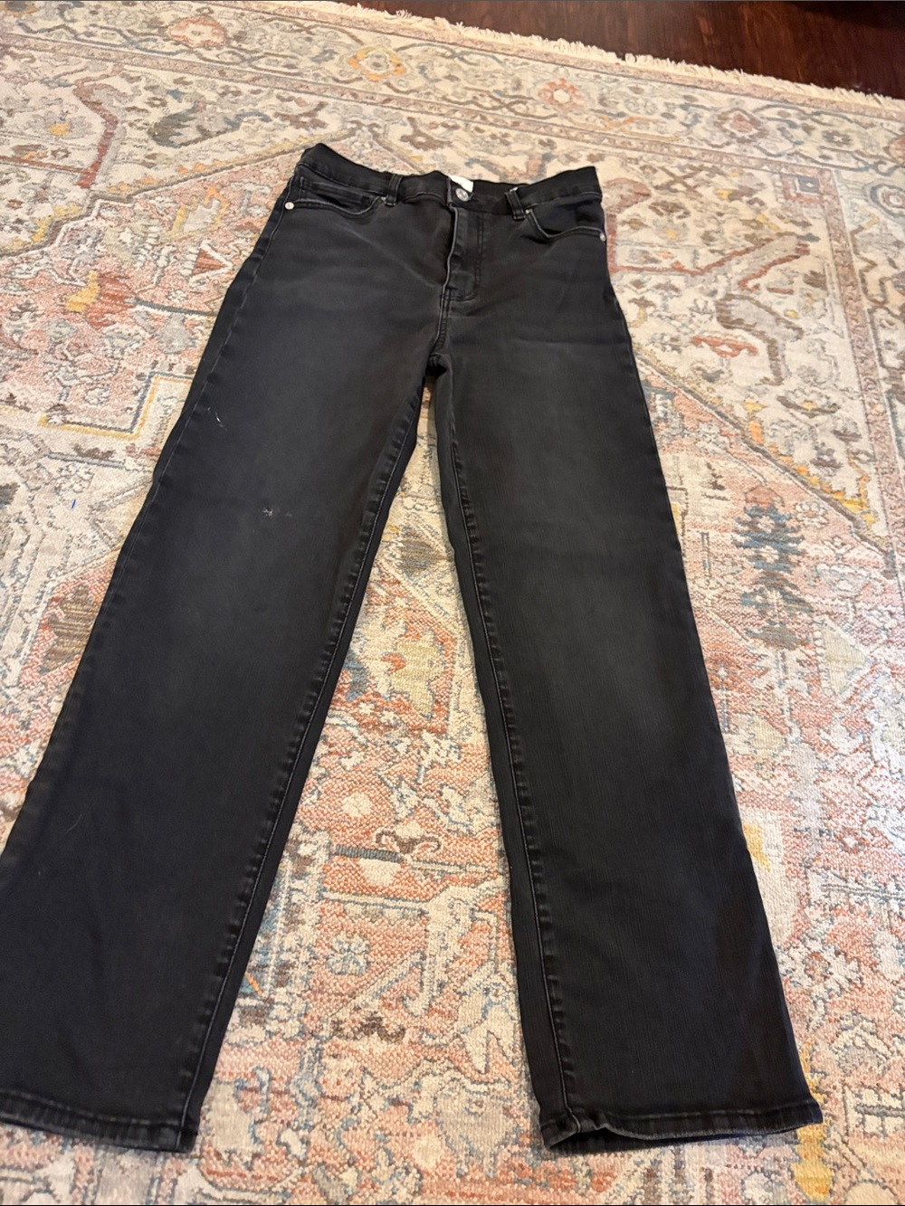 Frame Denim Black Straight Leg Jeans - Washed Black